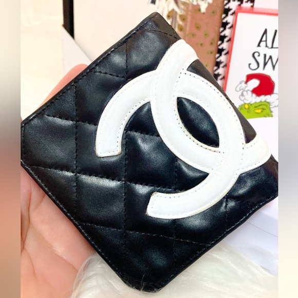 Chanel Cambon Line Bifold Wallet Black Pink CC Matelasse Leather - Picture 5 of 17